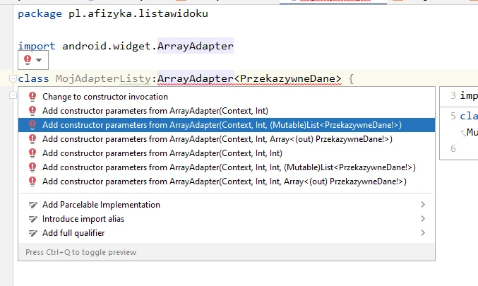 ArrayAdapter ListView Android Studio