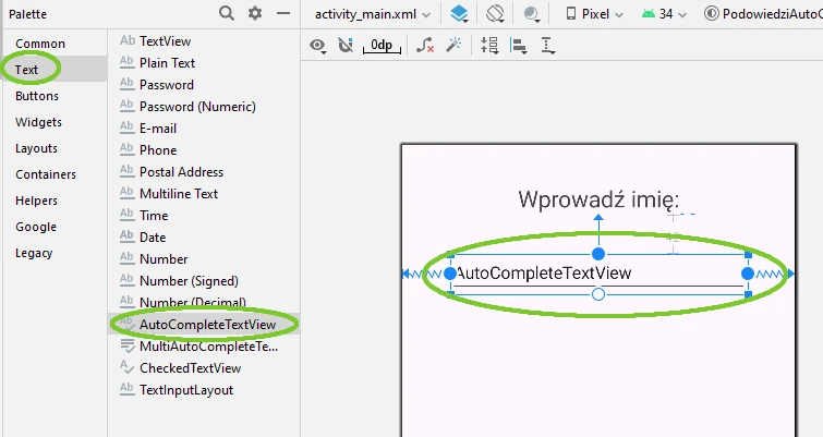 Android Studio AutoCompleteTextView