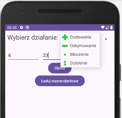 niestandardowy Spinner Kotlin Android Studio