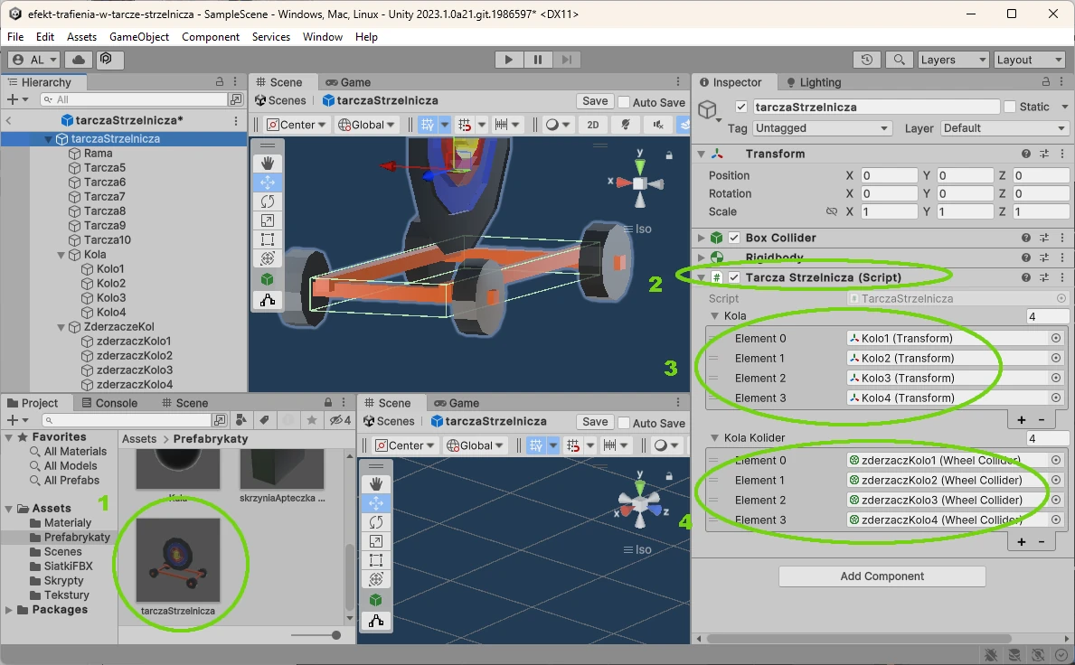 WheelCollider zderzacz kół unity