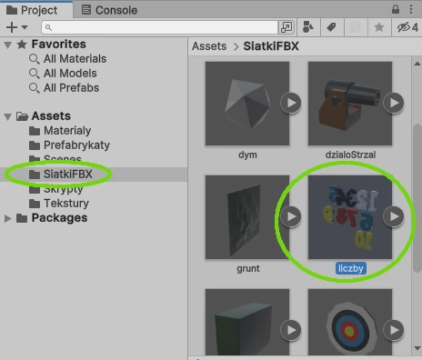 prefabrykaty cyfr w Unity