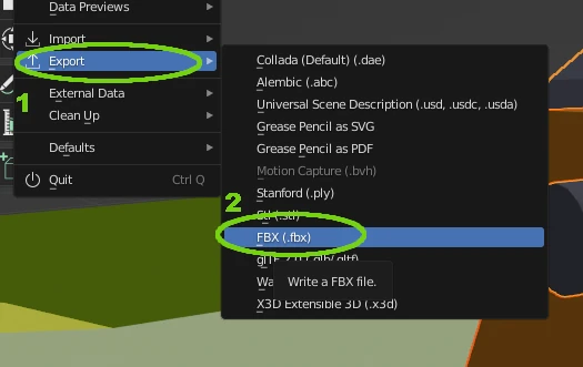 export do fbx Blender, import fbx do Unity