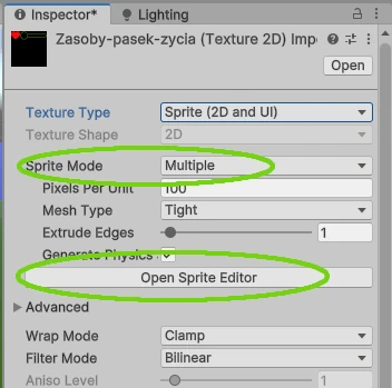 Sprite Edytor Unity