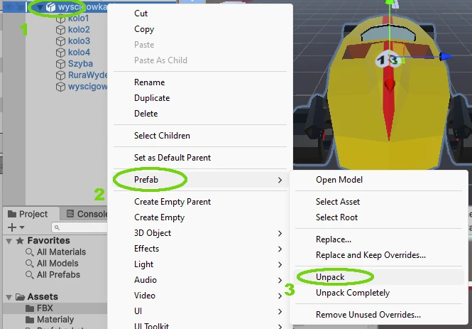 Prefab/ Unpack fbx Unity