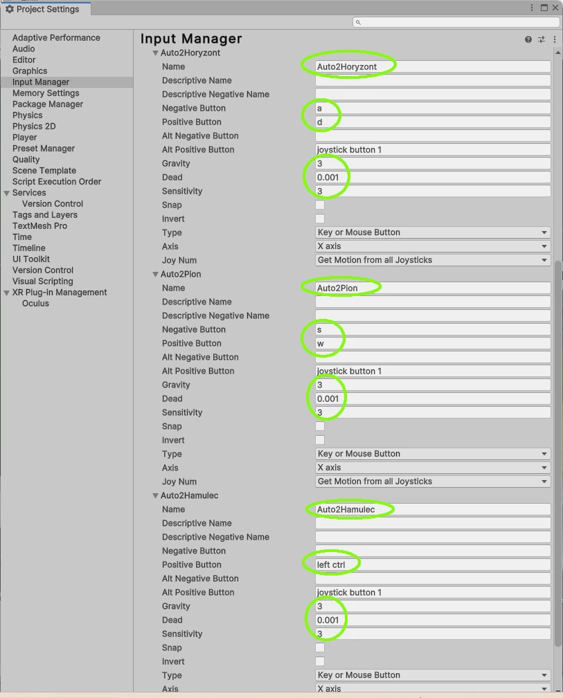 konfiguraca drugiego gracza Input Manager Unity