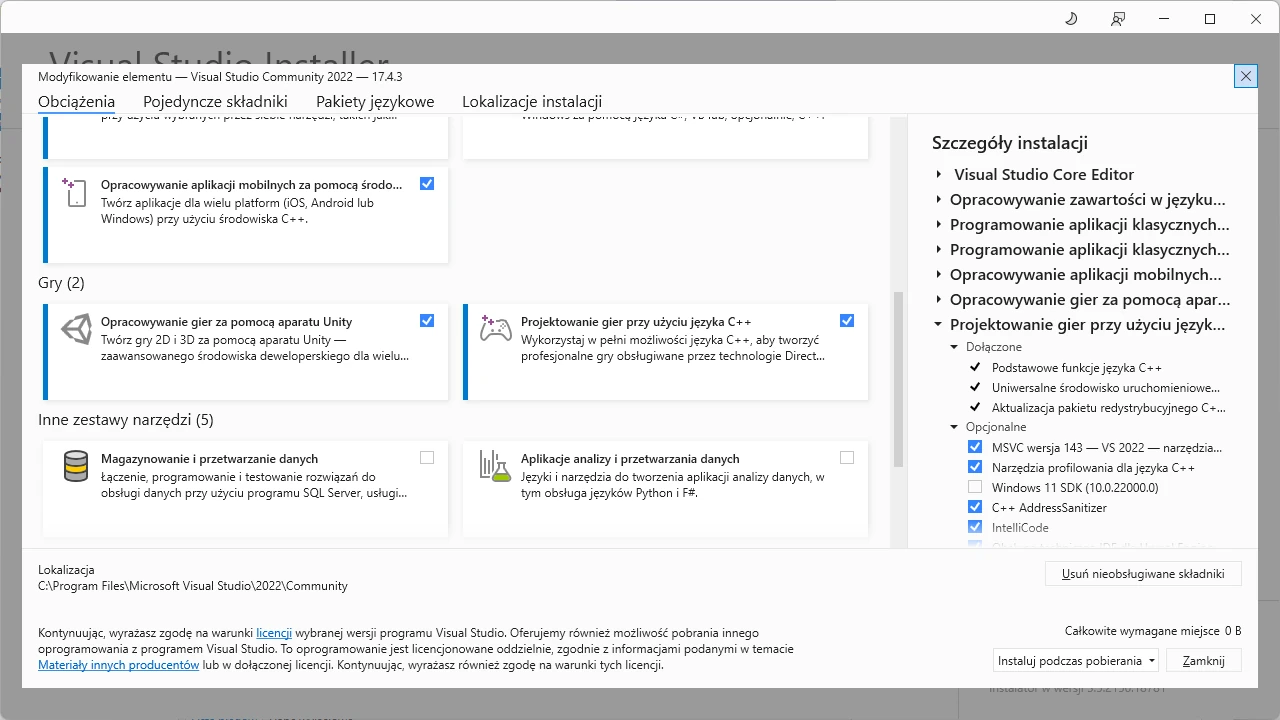 dostosowanie Visual Studio do pracy z Unity