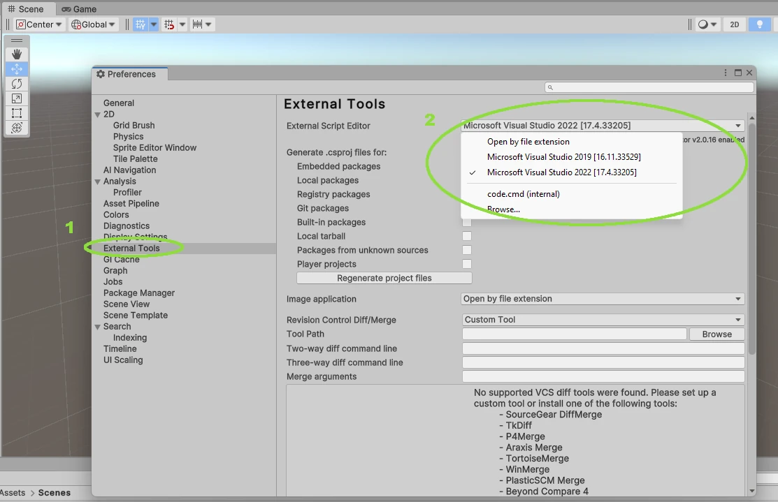 Unity External Tools i ustaw zewnętrzny edytor skryptów na Visual Studio