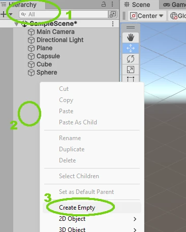 Unity Create Empty