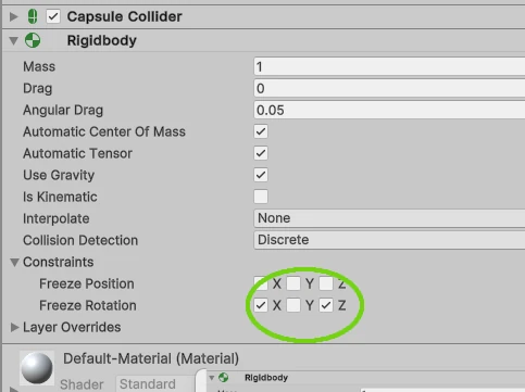 Capsule i Sphare Rigdbody w Unity