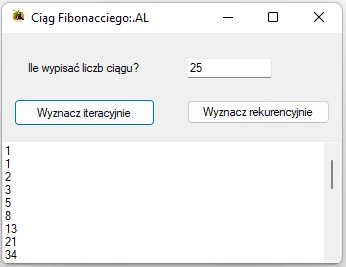 aplikacja zapisana w Visual Studio C# wyznaczająca n wyrazów ciągu Fibonacciego