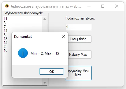 Jednoczesne znajdowanie max i min w zbiorze