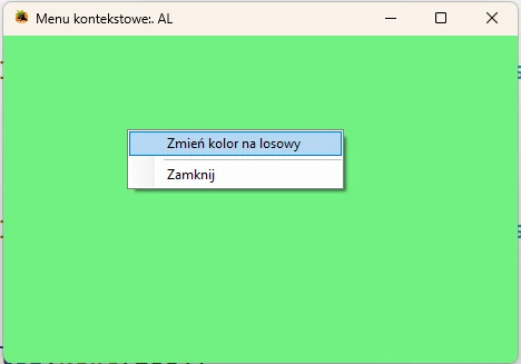 Context menu na przykładzie menu myszki