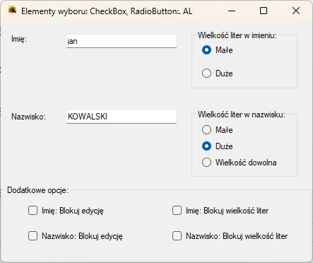 Kontrolka RadioButton i CheckBox. Visual Studio C#