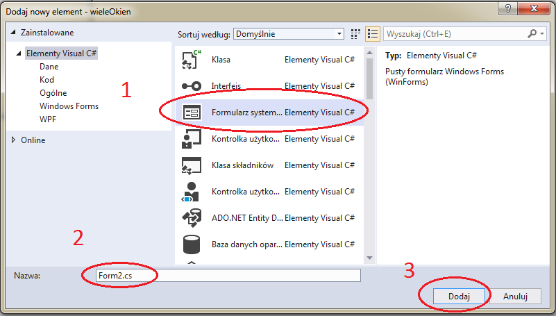 dodani eokna dziecka MDI Visual studio C#