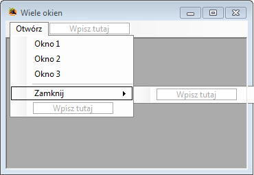 Menu okna głównego