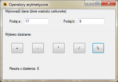 działąnia matematyczne visual studio c#