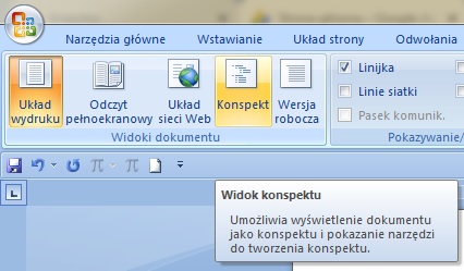tworzenie konspektu dokumentu