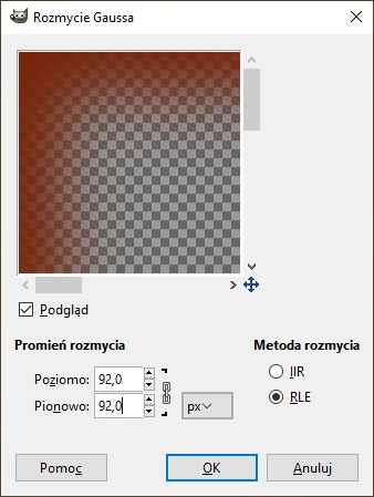 Filtr Rozmycie Gaussa GIMP