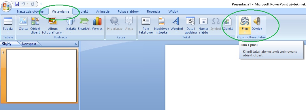 wstawianie filmu do prezentacji