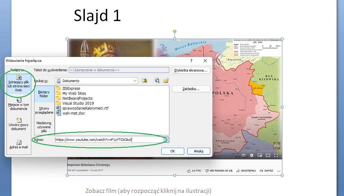 hiperłacze do filmu w prezentacji jak zrobić