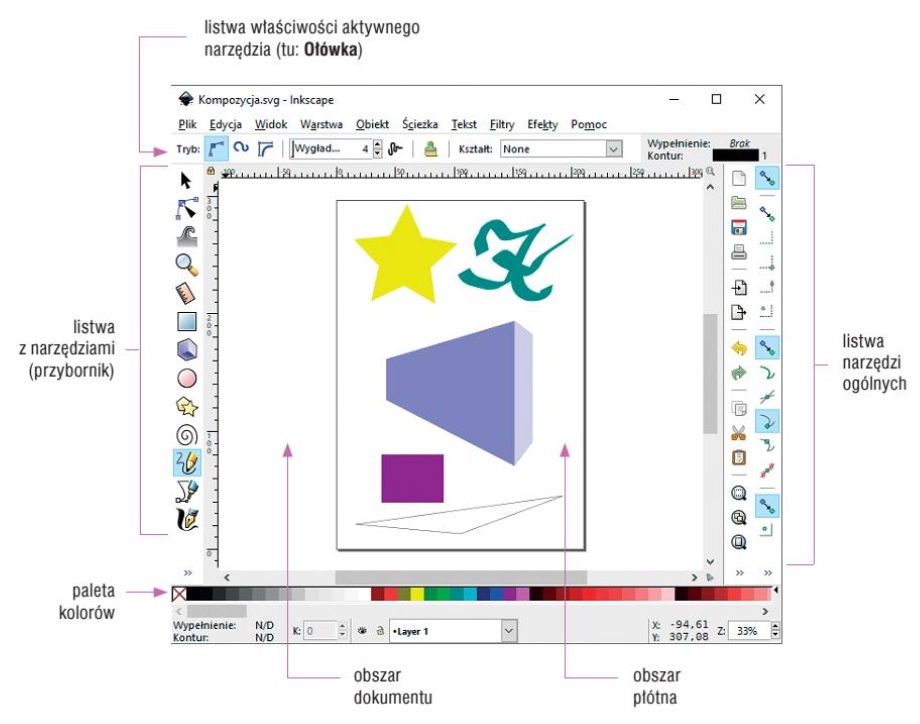 okno robocze programu Inkscape