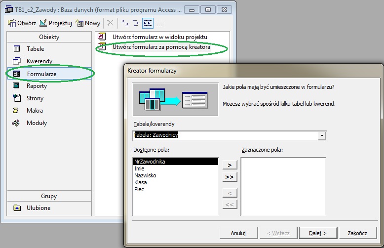Tworzenie Formularzy W Relacyjnej Bazie Danych Klasa 3 7855